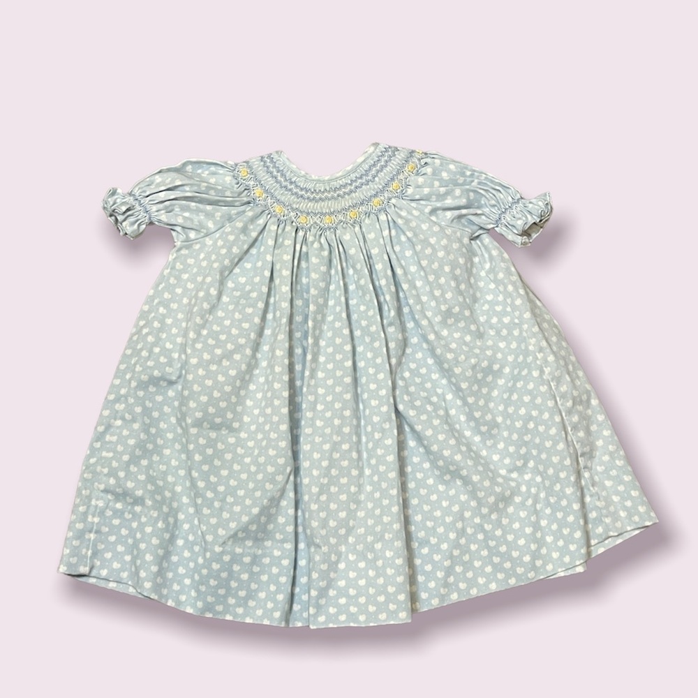 House of Hatten Blue Smocked baby girl dress! Size 9 months
